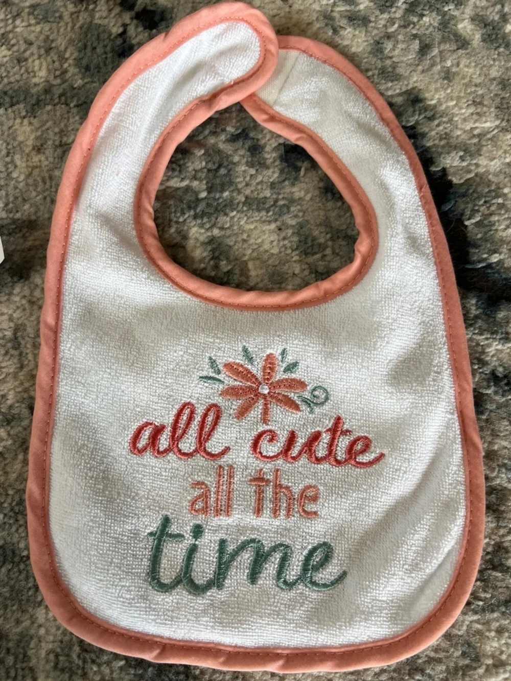 All Cute All The Time Pink & Green Baby Bib Set